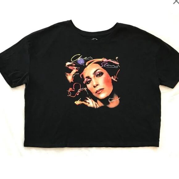 Cher Stars album crop top shirt black, Size 2X, Good pre-owned condition - Picture 1 of 3